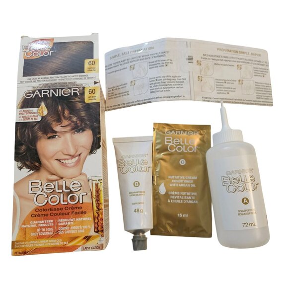 Garnier Belle Color Permanent Hair Dye Light Brown 60 With Argan & Wheat Germ Oi - Picture 1 of 8